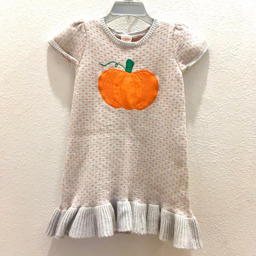 Girls Short Sleeve Pumpkin Fairisle Knitted Dress - by Gymboree - Fall / Autumn